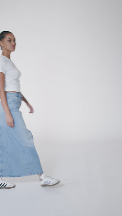 Long Denim Slit Skirt