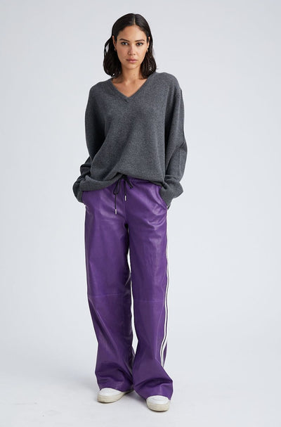 Violet Leather Athletic Drawstring Pants