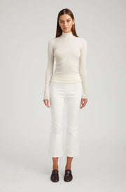White Corduroy Crop Flare Pants