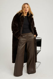 Stretch Leather Wide Leg