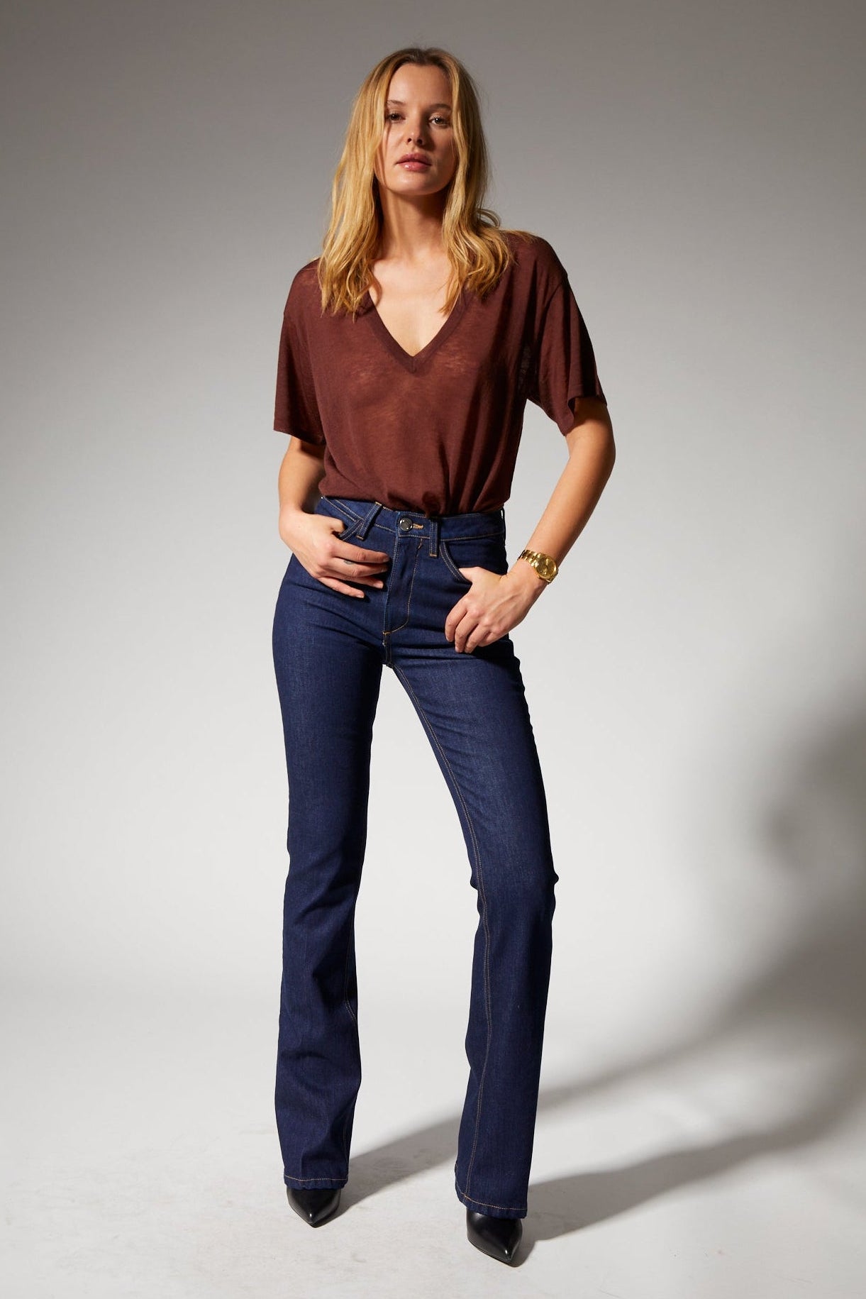 Joan Indigo Micro Flare Dark Wash Blue Denim – SPRWMN