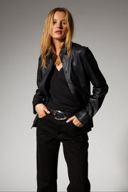 Black Leather Fonda Button Down
