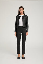 Black Leather Shrunken Jacket