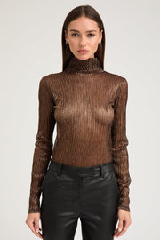 Metallic Bronze Mock Neck