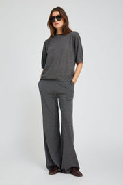 Charcoal Cashmere Wide Leg Pants