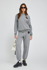 Heather Grey Heart Sweatpants