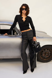 Black Leather Baggy Athletic Pants