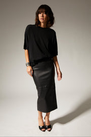 Black Leather Tube Skirt