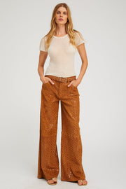 5 Pocket Suede Wide Leg