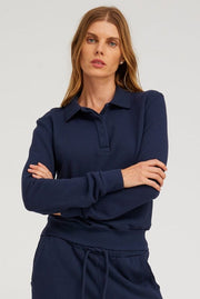 Cotton Terry Polo Sweatshirt