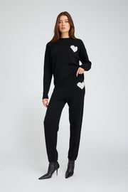Black Cashmere Heart Logo Sweatpants
