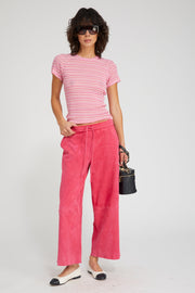 Suede Cropped Baggy Pants