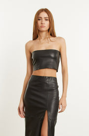 Black Leather Micro Tube Top