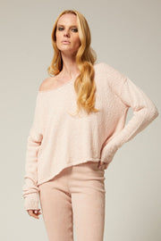 Cotton Bouclé Off Shoulder Sweater