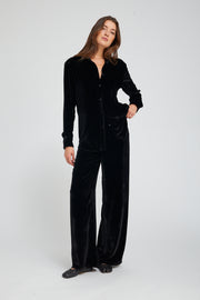 Black Silk Wide Leg Easy Pants