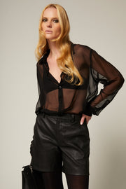 Mara Silk Chiffon Button Down
