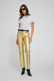 Leather 5 Pocket Slim Straight