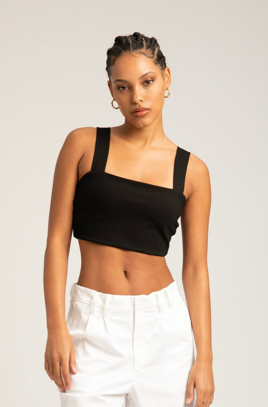 MICRO TUBE TOP WITH STRAPS BLACK – SPRWMN