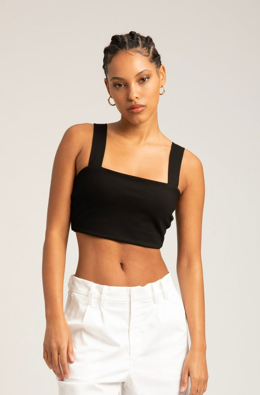 Black Micro Tube Top With Straps