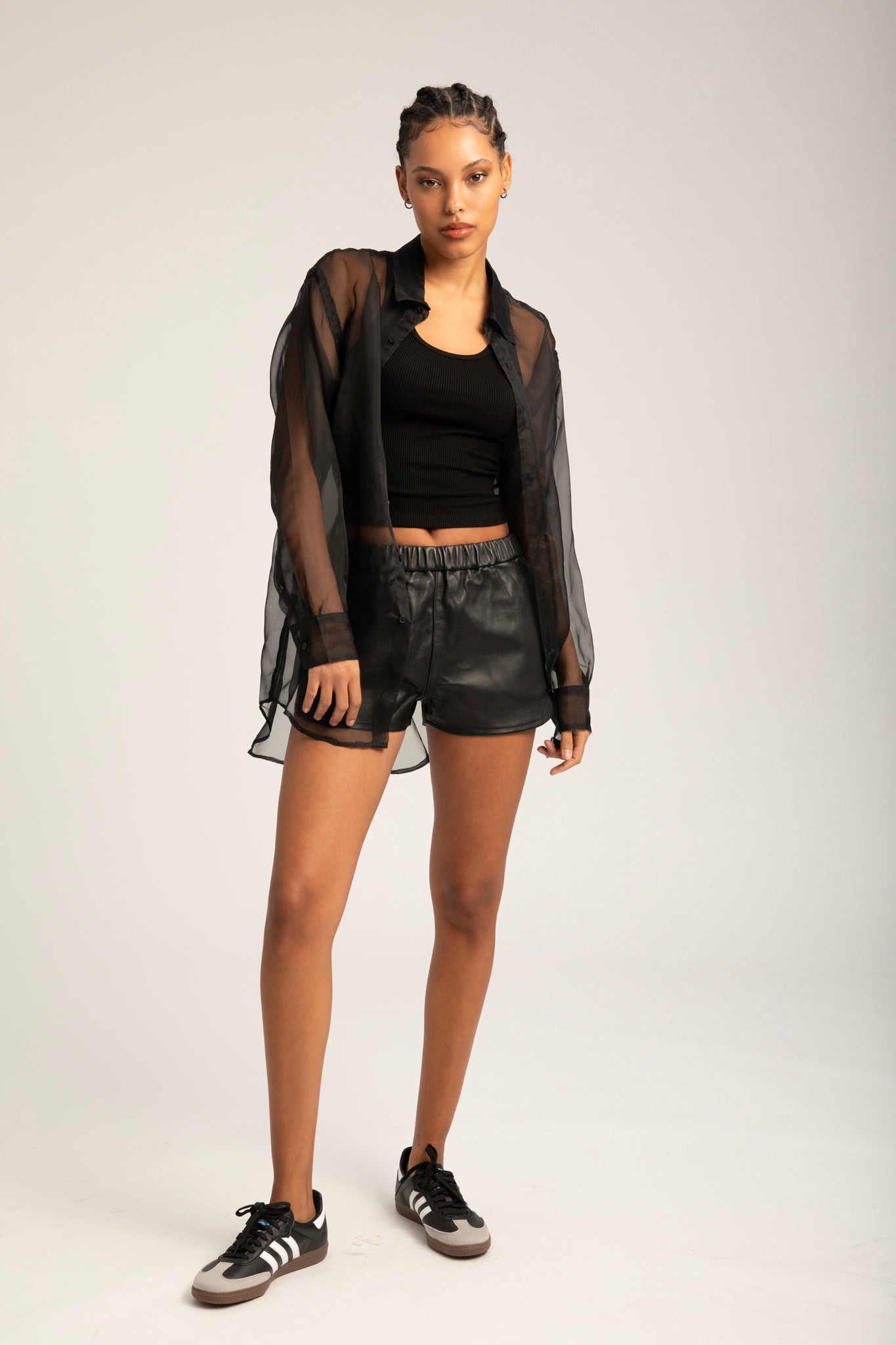 Black Silk Organza Oversized Shirt