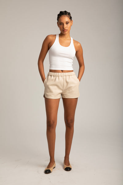 Off White Leather Slip Shorts