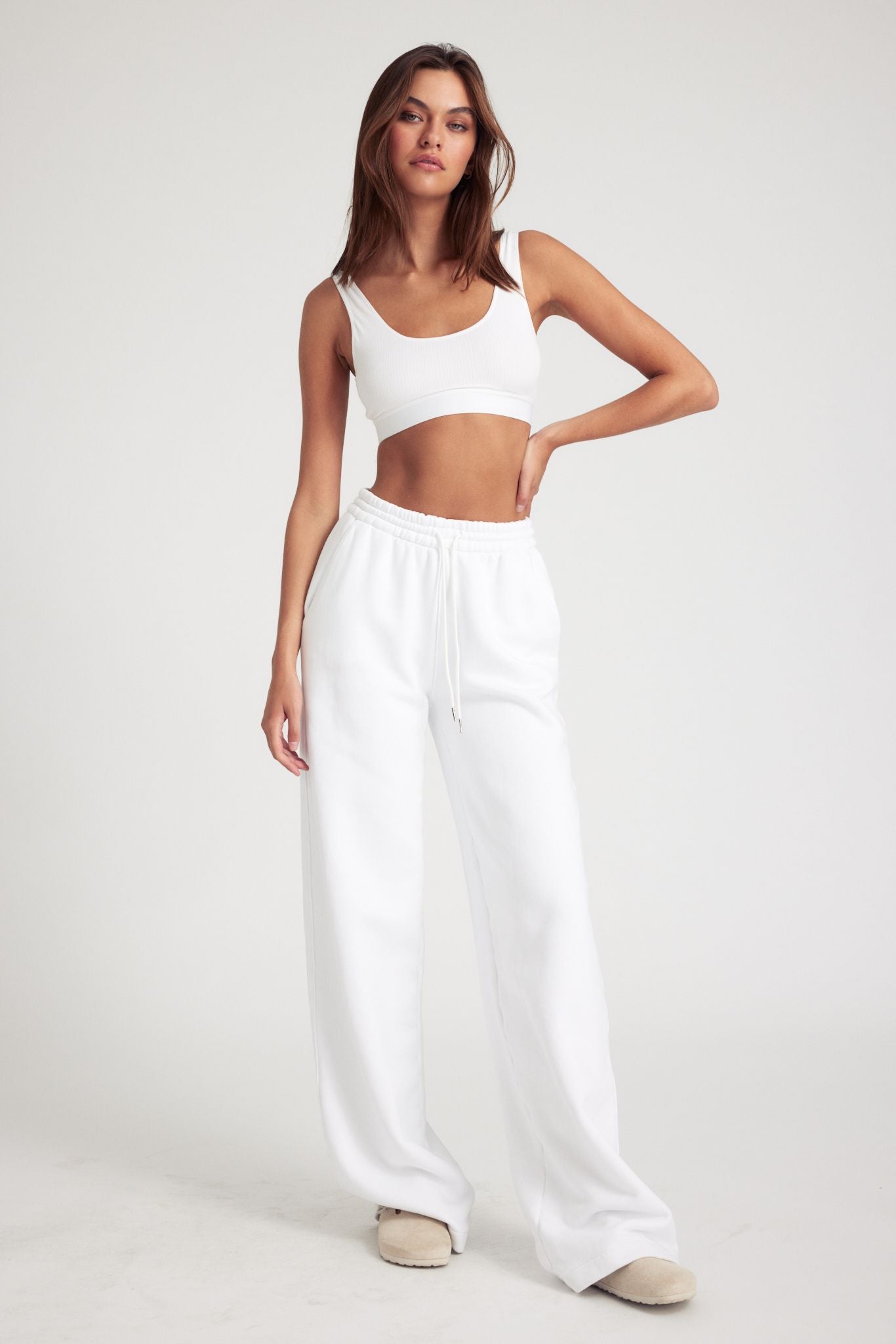 White Cotton Baggy Athletic Sweatpants