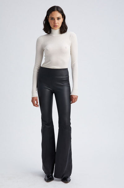 Black Leather Ultra Flare Pants