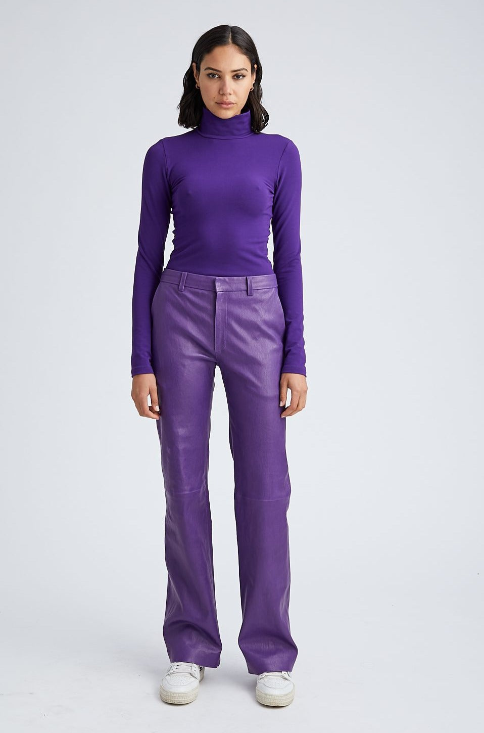 Violet Leather Classic Trousers