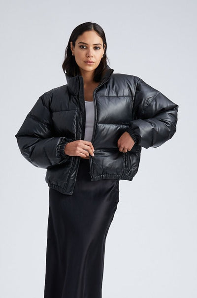 Black Leather Puffer