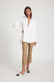 Khaki Leather Crop Flare