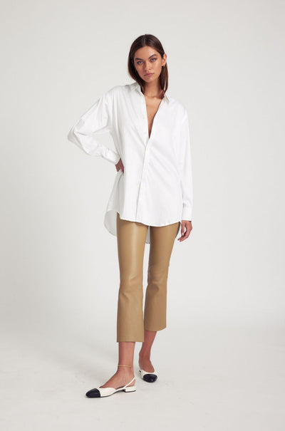 Khaki Leather Crop Flare