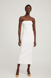 White Stretch Jacquard Tube Dress
