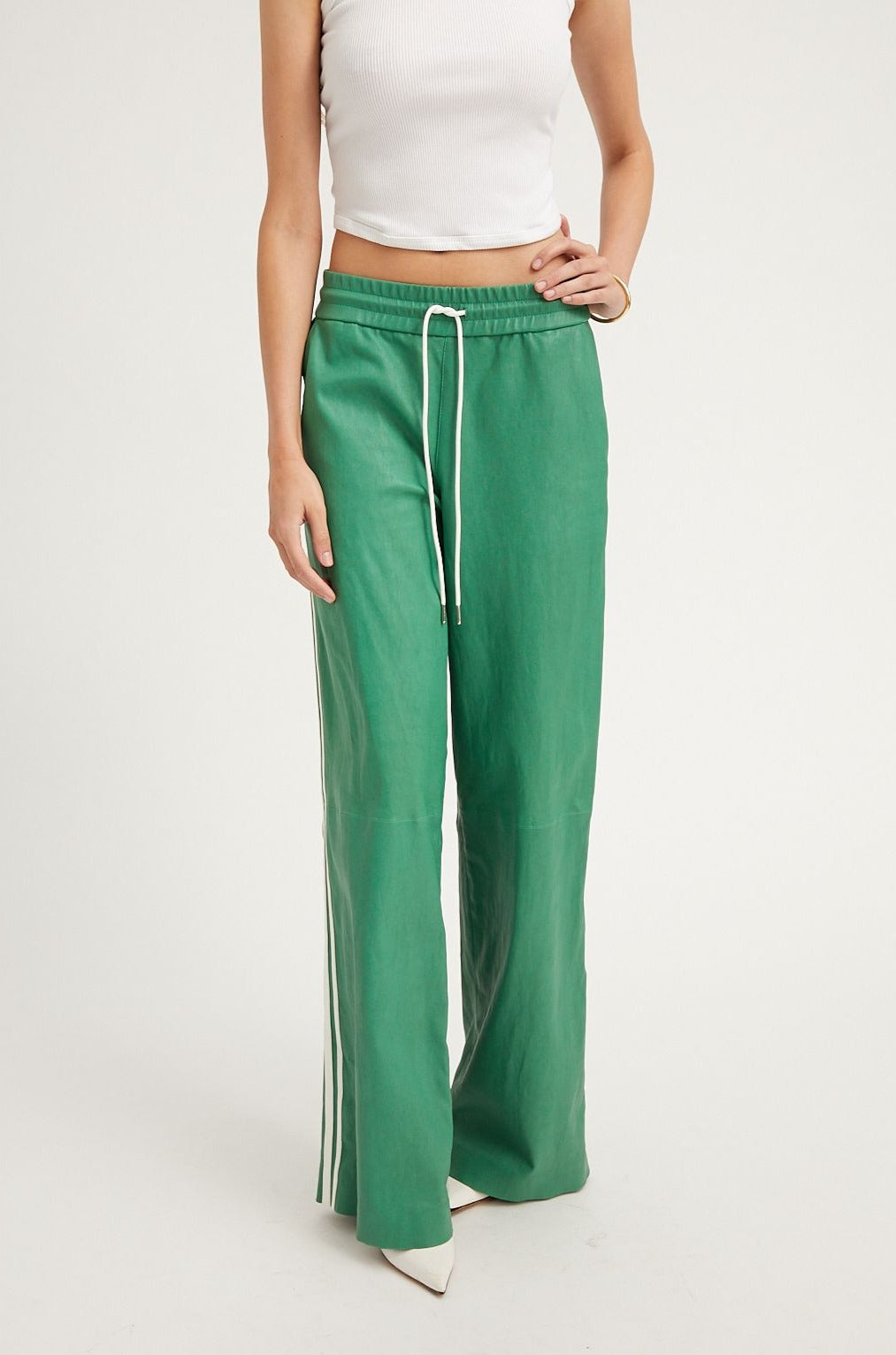 Evergreen Leather Athletic Drawstring Pants