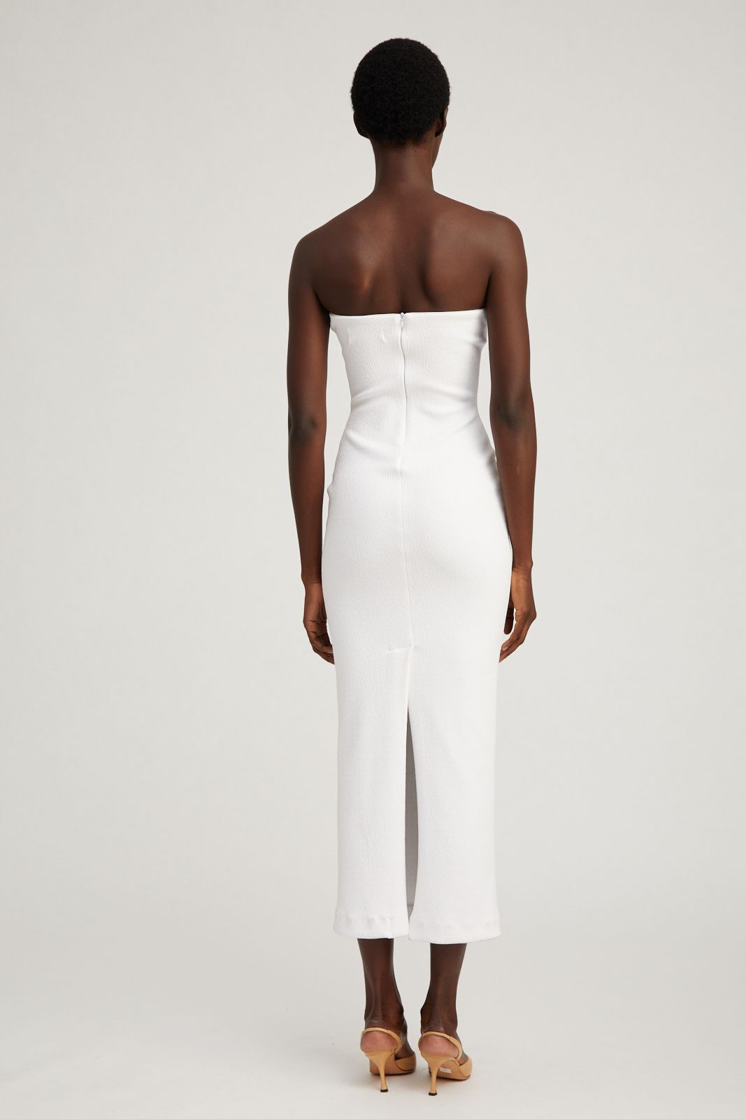 White Stretch Jacquard Tube Dress