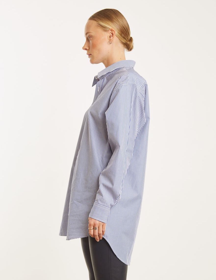 Navy Cotton Oversized Shirt