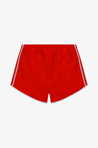 red leather athletic dolphin short
