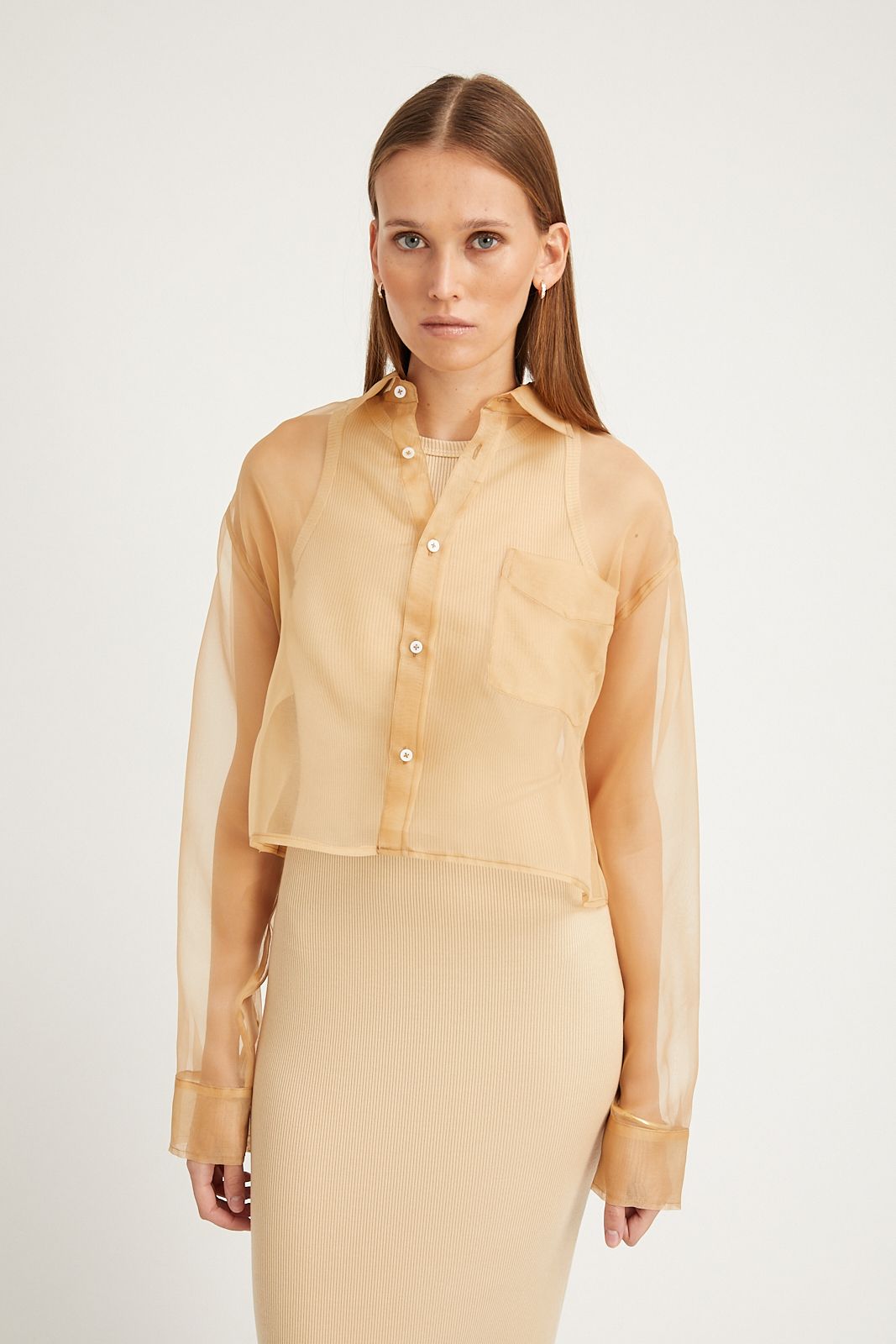 Sahara Organza Cropped Button Down