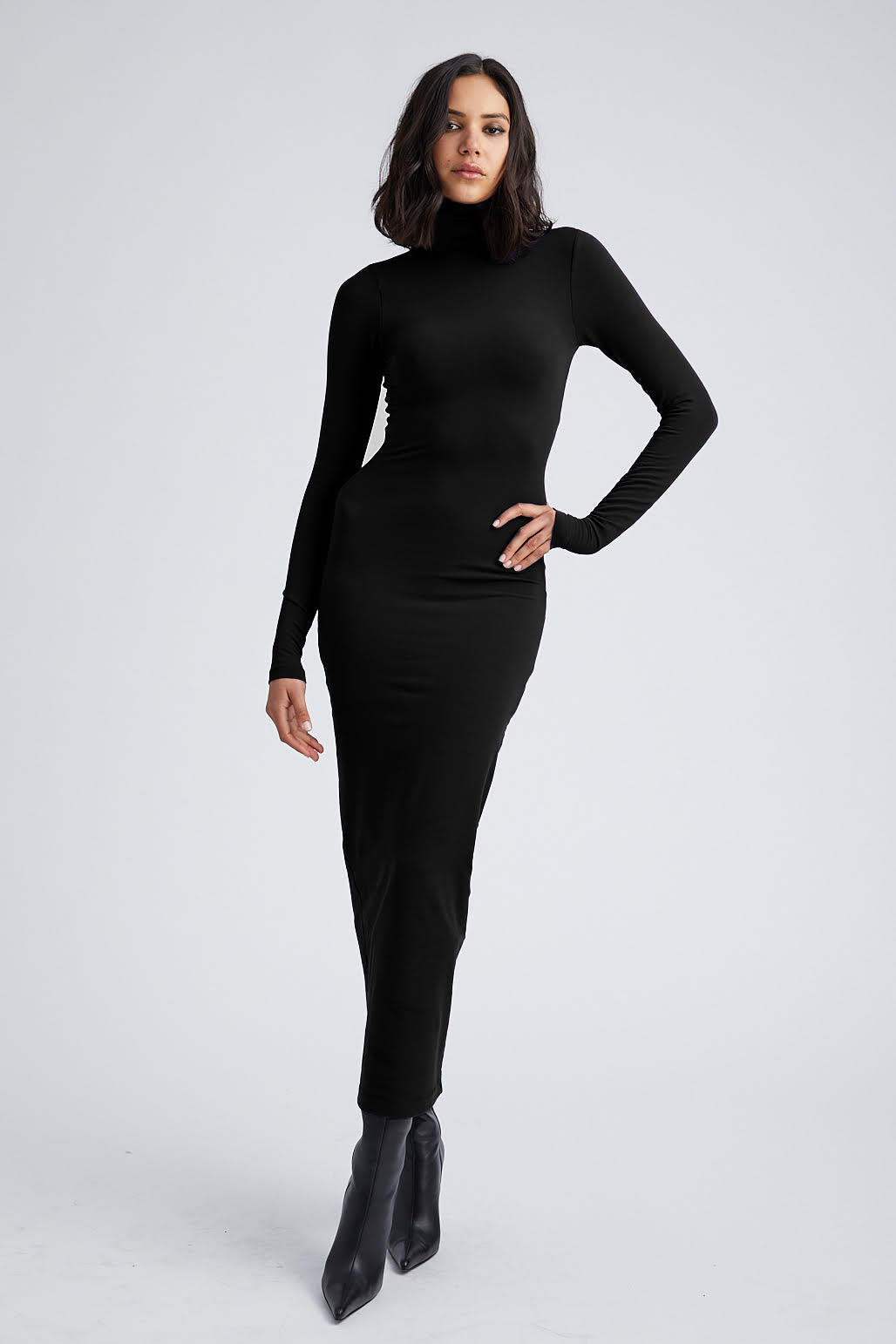 Black Turtleneck Full Length Turtleneck Dress Black City Long