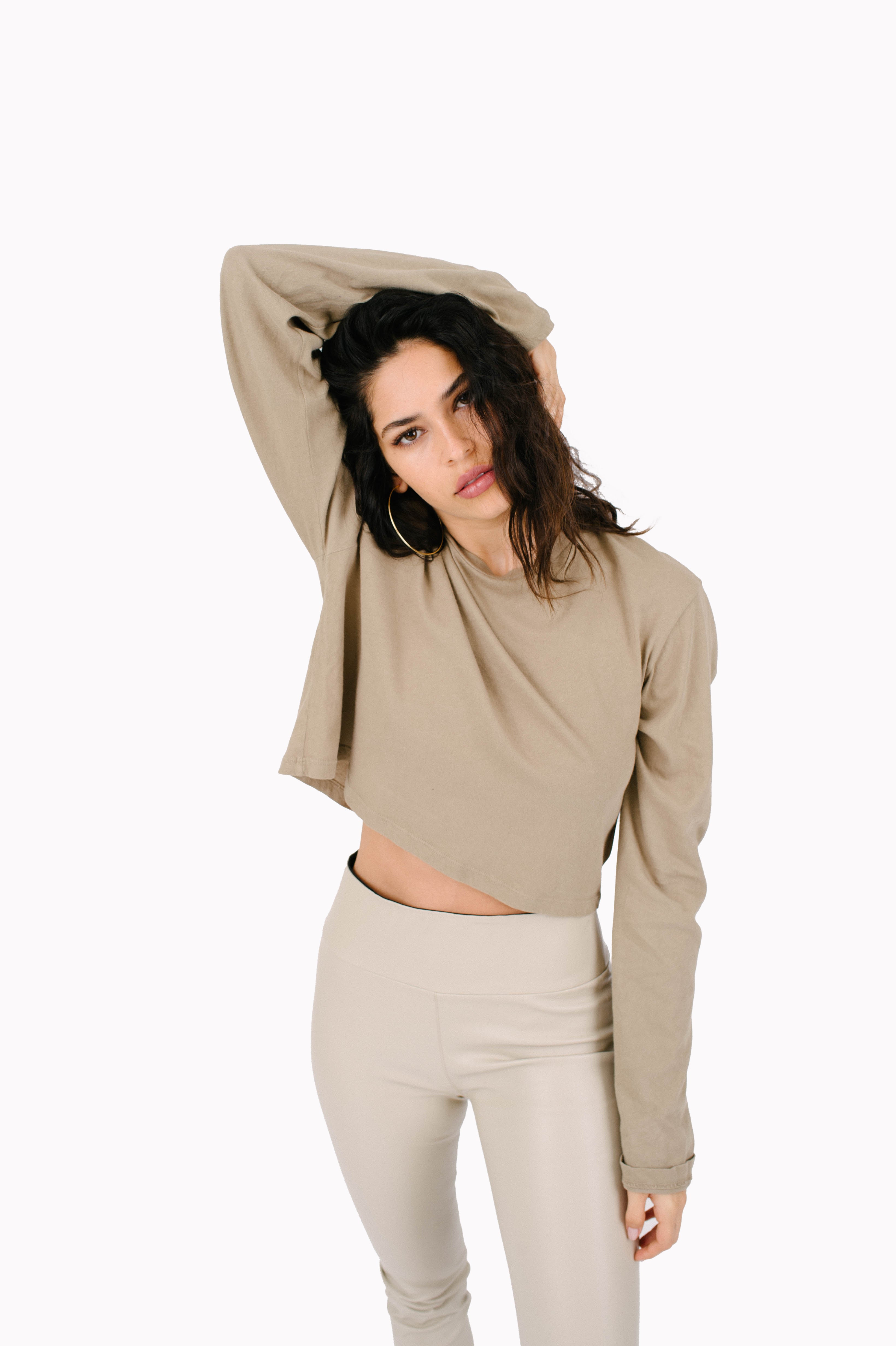 Sand Cotton Crop Long Sleeve Tee