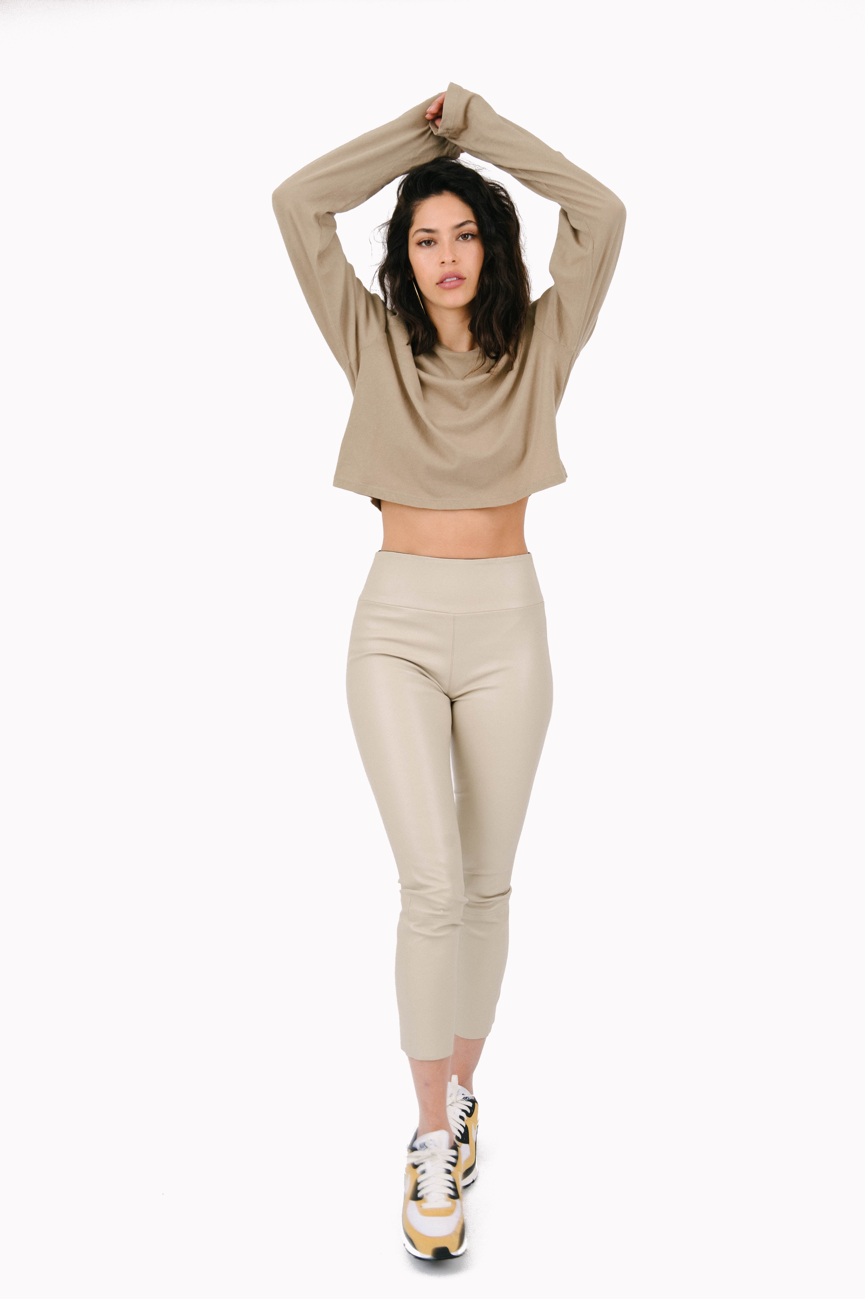 Sand Cotton Crop Long Sleeve Tee