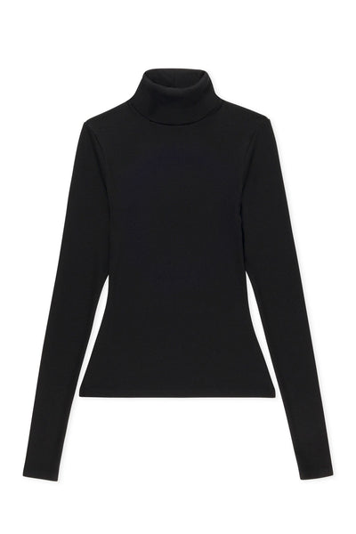 Black Rib Long Sleeve Turtleneck