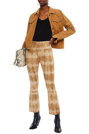 Tan Tie Dye Suede Crop Flare