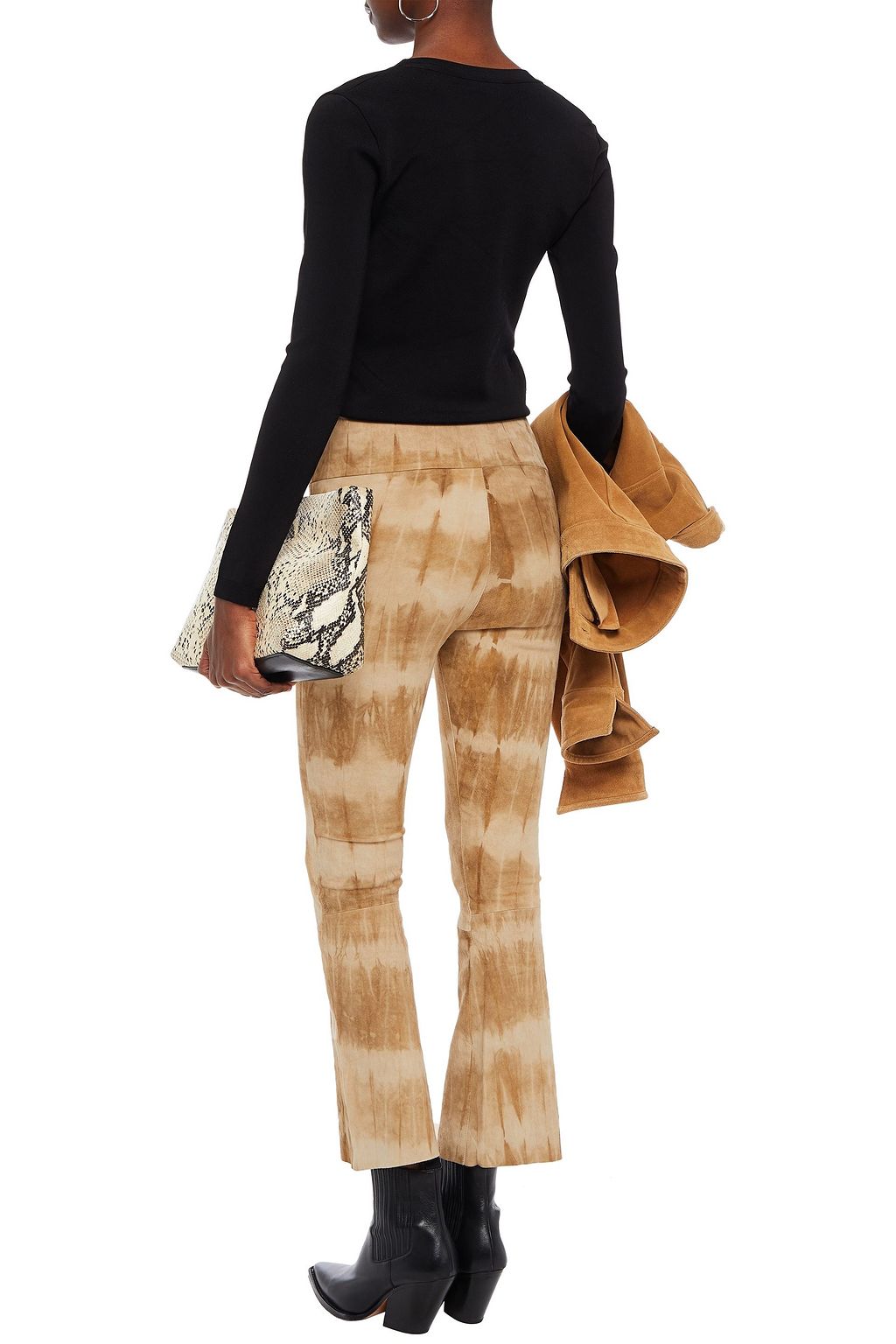 Tan Tie Dye Suede Crop Flare