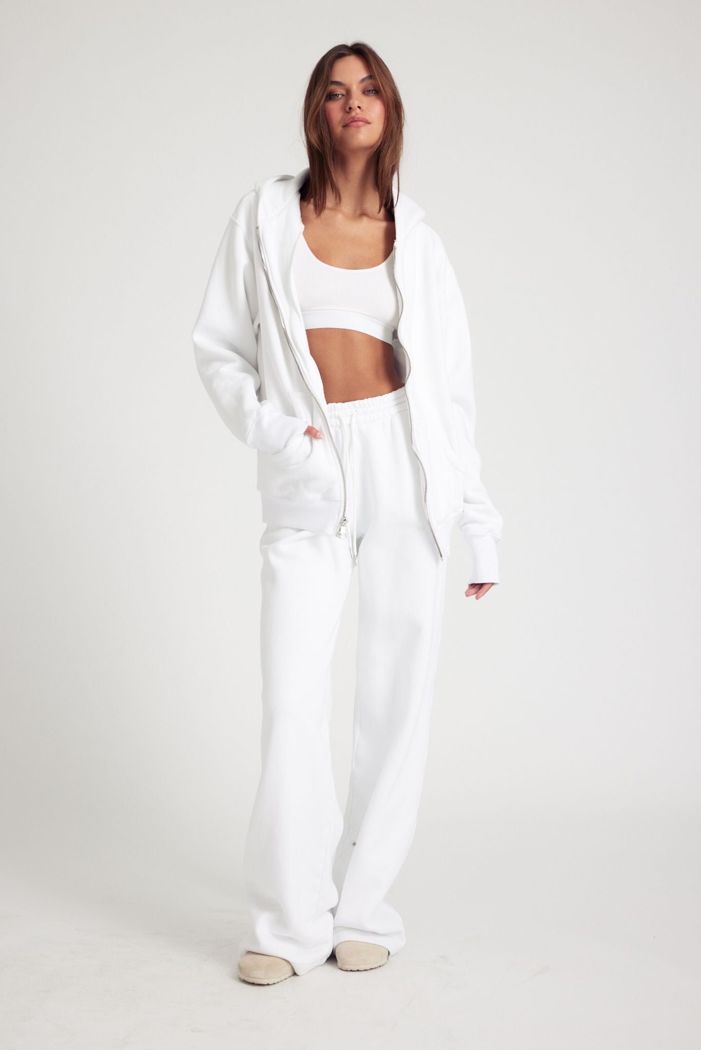 White Cotton Baggy Athletic Sweatpants