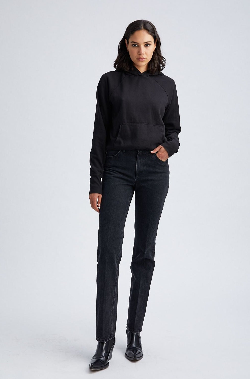 Black Shrunken Hoodie