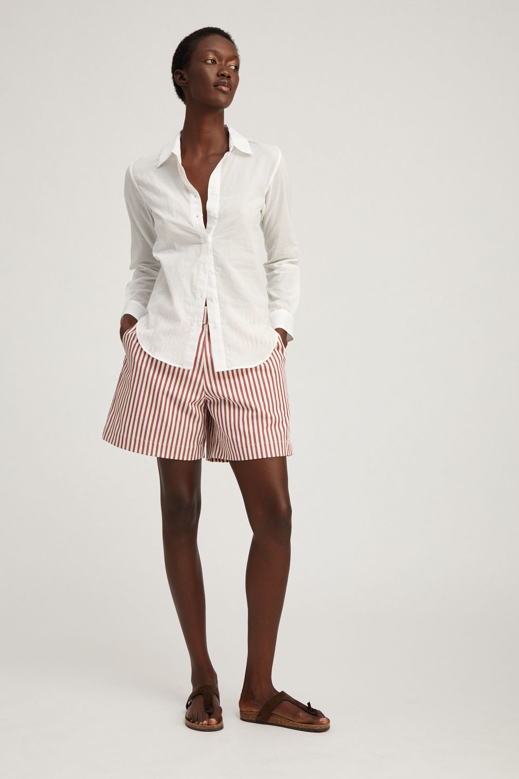 White Voile Fitted Button Down
