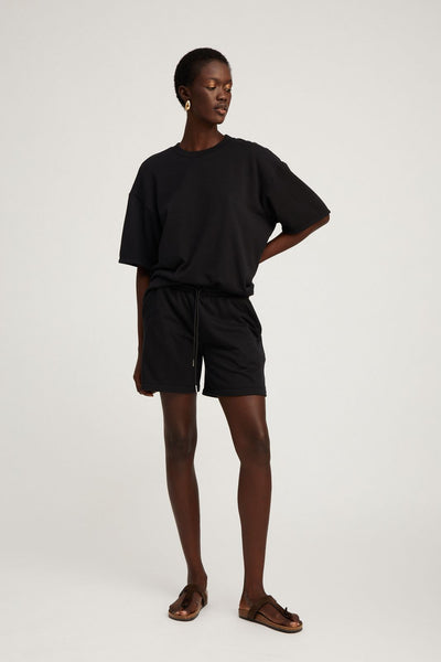 Black Cotton Terry Baggy Sweatshorts