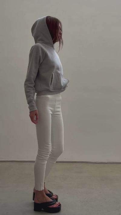 Heather Grey Cotton Logo Shrunken Hoodie