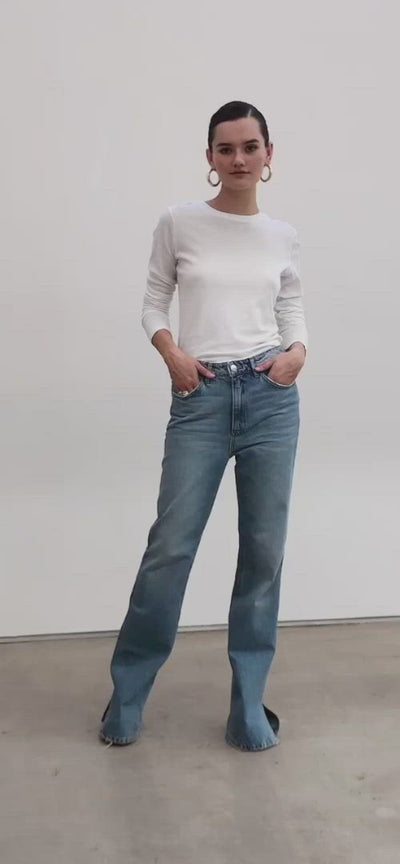 Victoria Loose Straight Denim with Slit