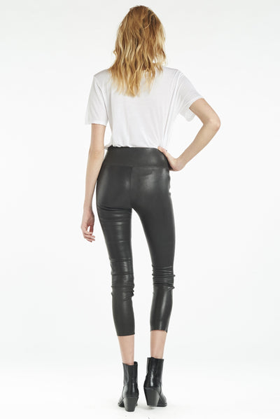 Anthracite Leather Crop Legging